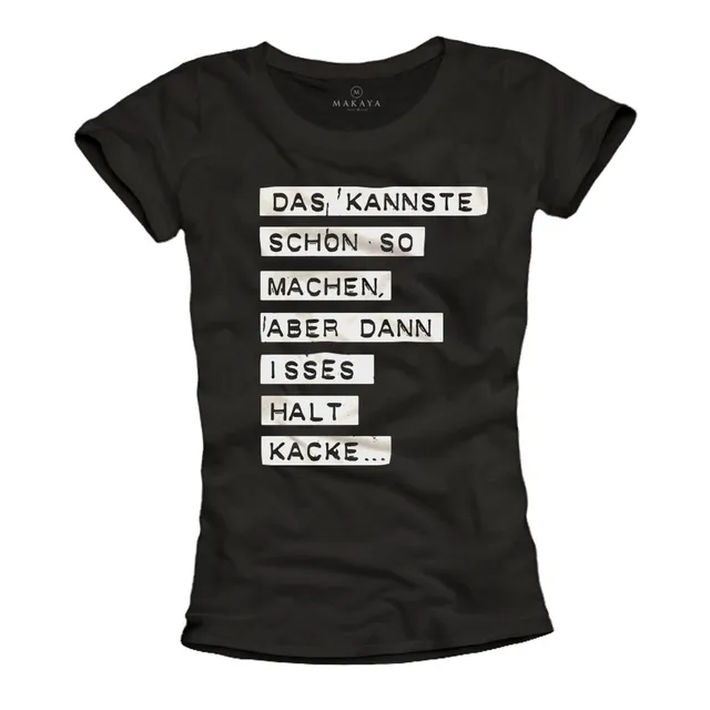 Makaya Scritte Divertenti T-Shirt Donna M 100% Cotone