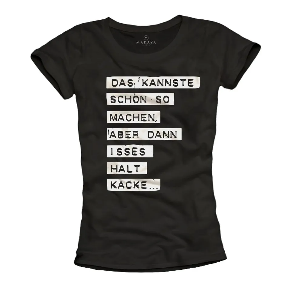 Makaya Scritte Divertenti T-Shirt Donna M 100% Cotone