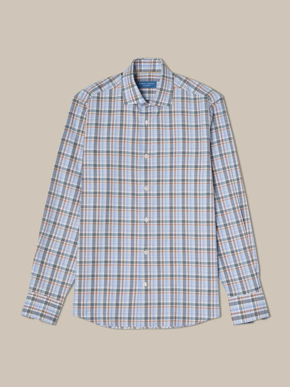 Robert Talbott Reynolds Camicia Quadri Azzurra Cotone Leggero
