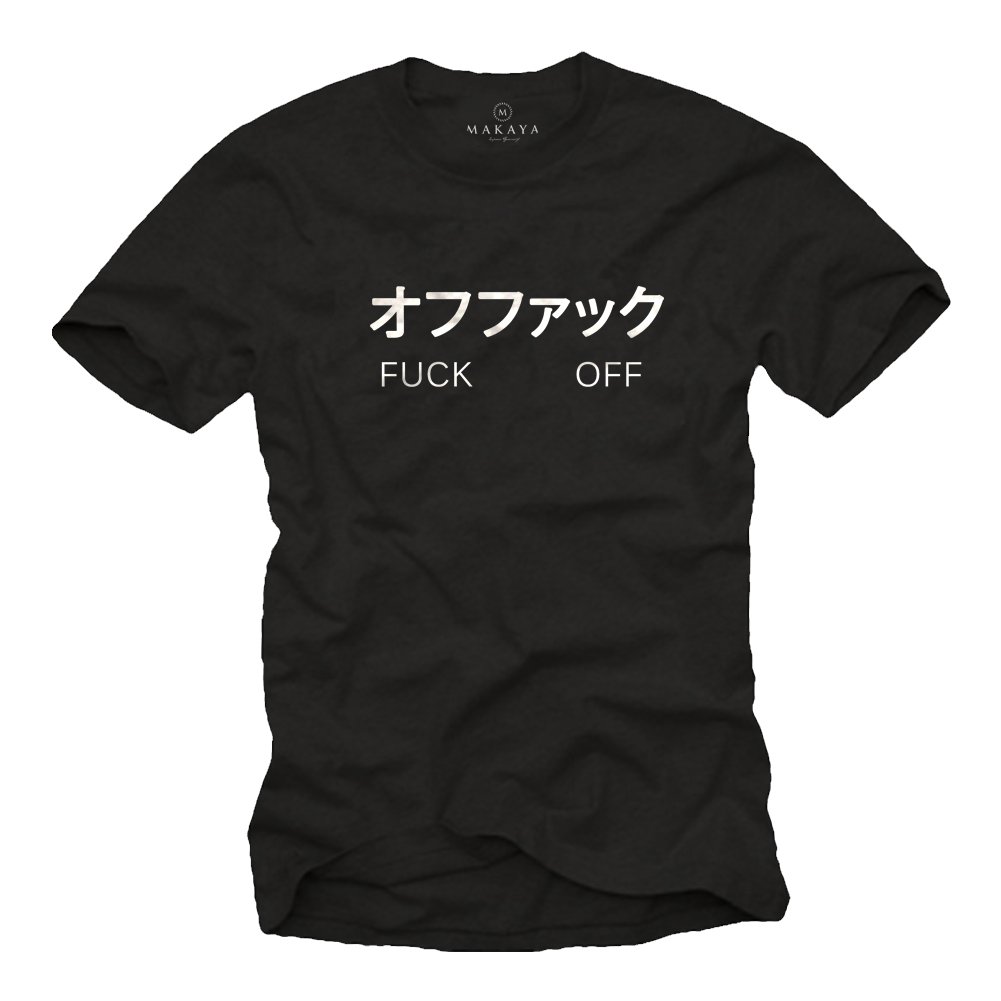 MAKAYA T-Shirt Uomo cotone scritta manga taglia XL