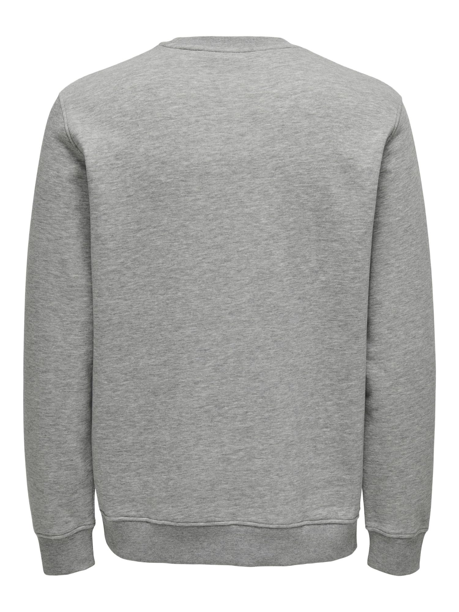 Only & Sons Regular Logo Crew felpa uomo grigia 100% cotone