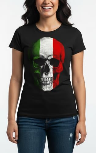 MAKAYA Teschio Skull Italia T-Shirt Donna S Cotone