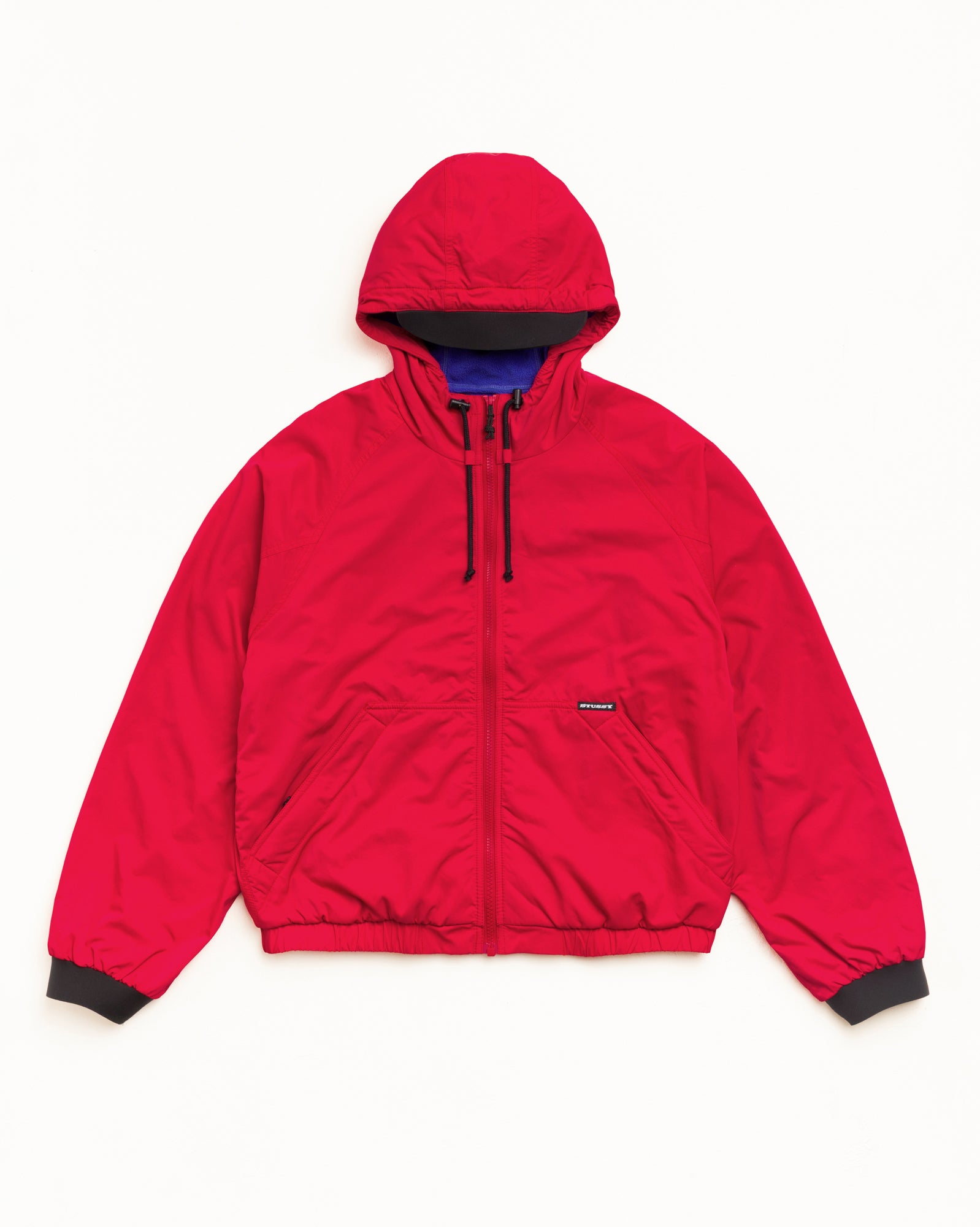 Stussy Outerwear Coastline giacca rossa cappuccio nylon pile