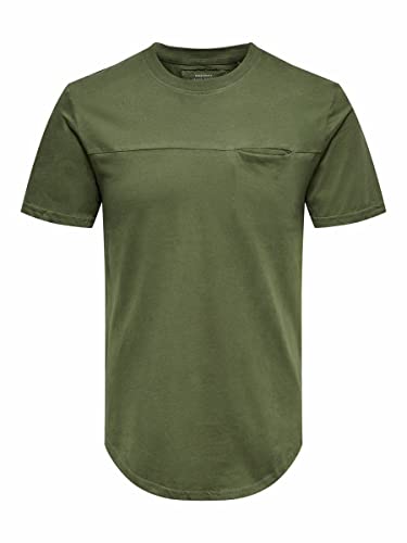 ONLY & SONS Longline T-shirt maglietta olive night M tasca