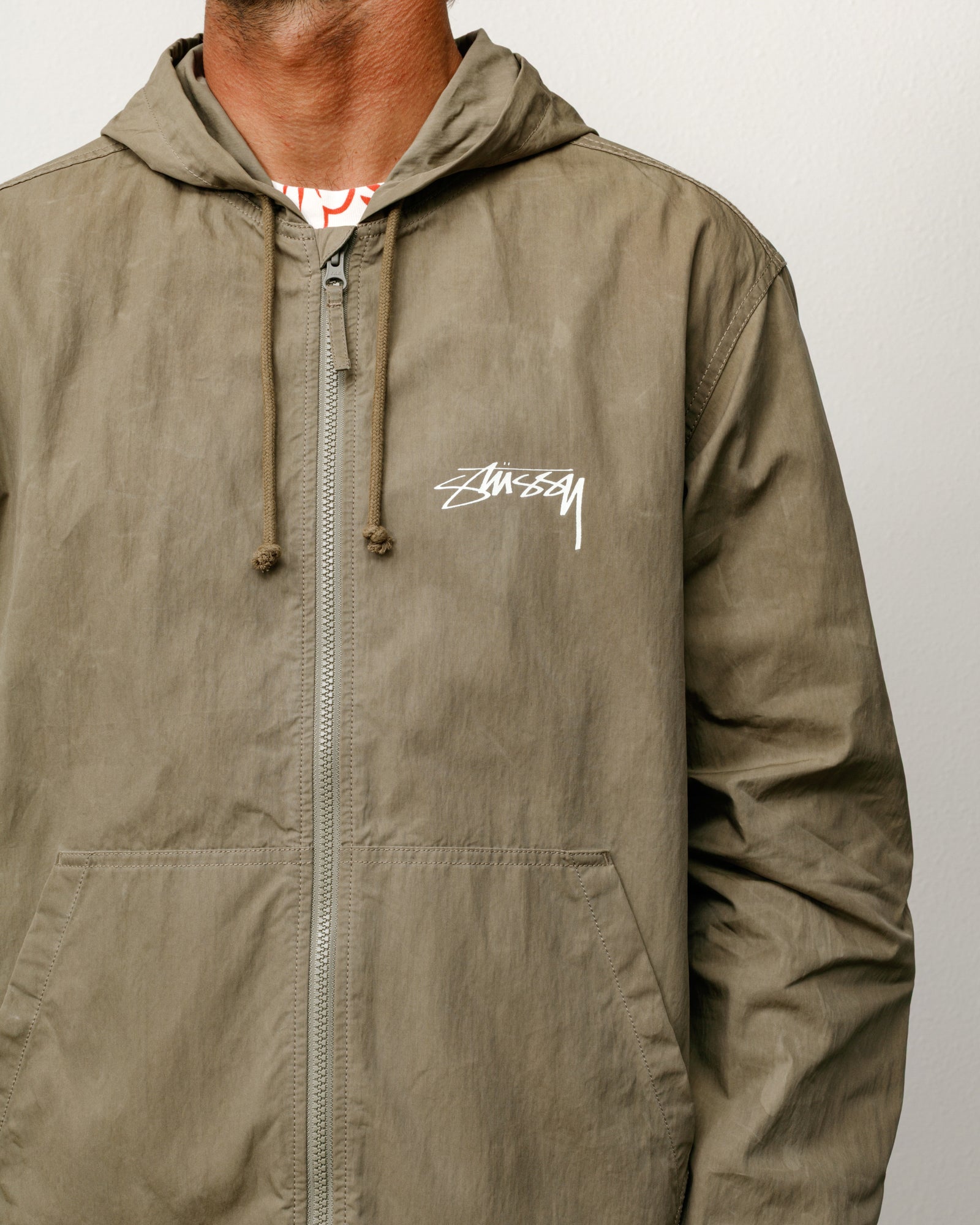 Stussy Outerwear Waxed Cotton Beach Shell giacca oliva XL
