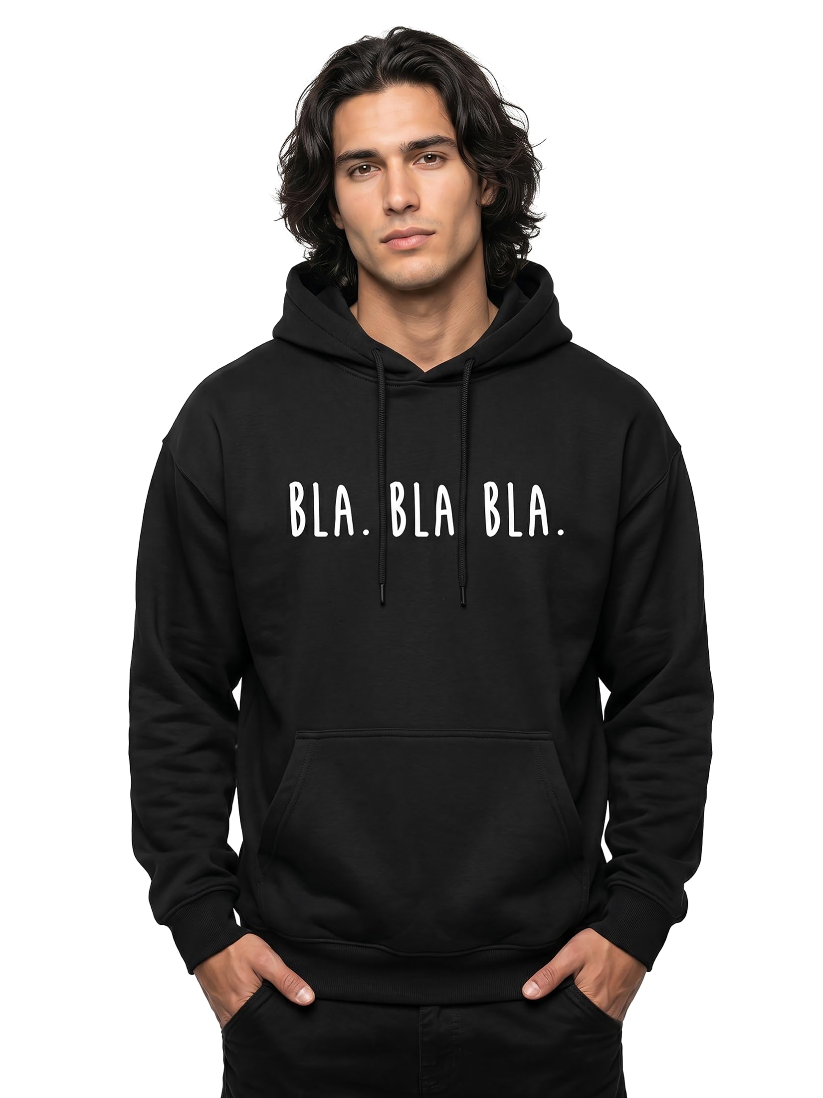 MAKAYA Felpe con Cappuccio Bla Bla Bla felpa 3XL cotone pettinato