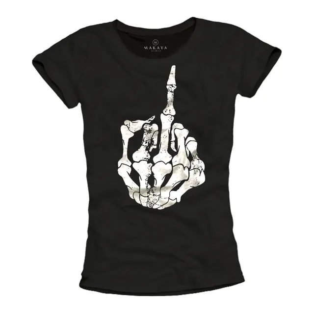 MAKAYA Teschio Rock T-Shirt Donna Cotone Taglia L Musica
