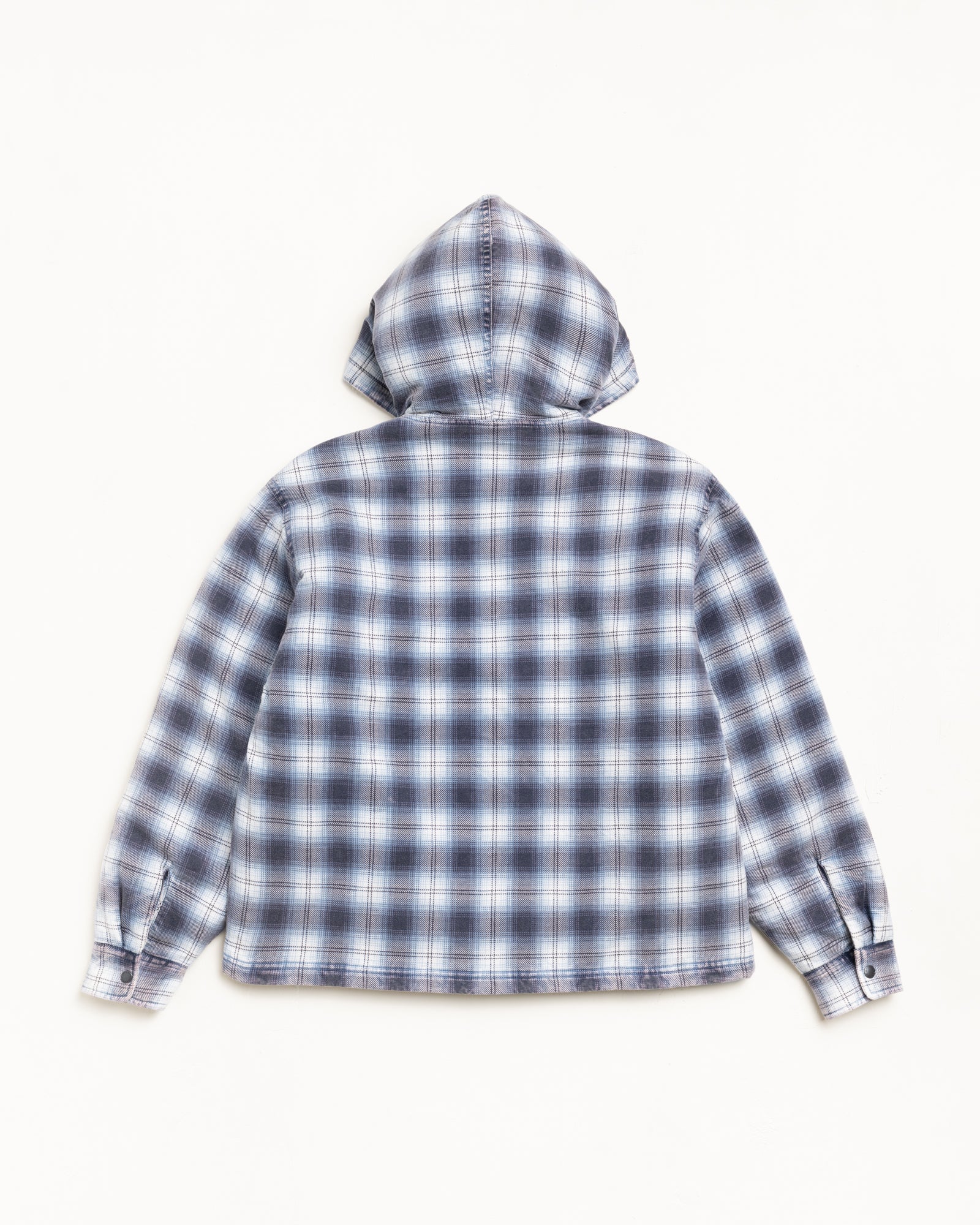 Stussy Zip Hooded Plaid Shirt giacca blu quadri trapuntata