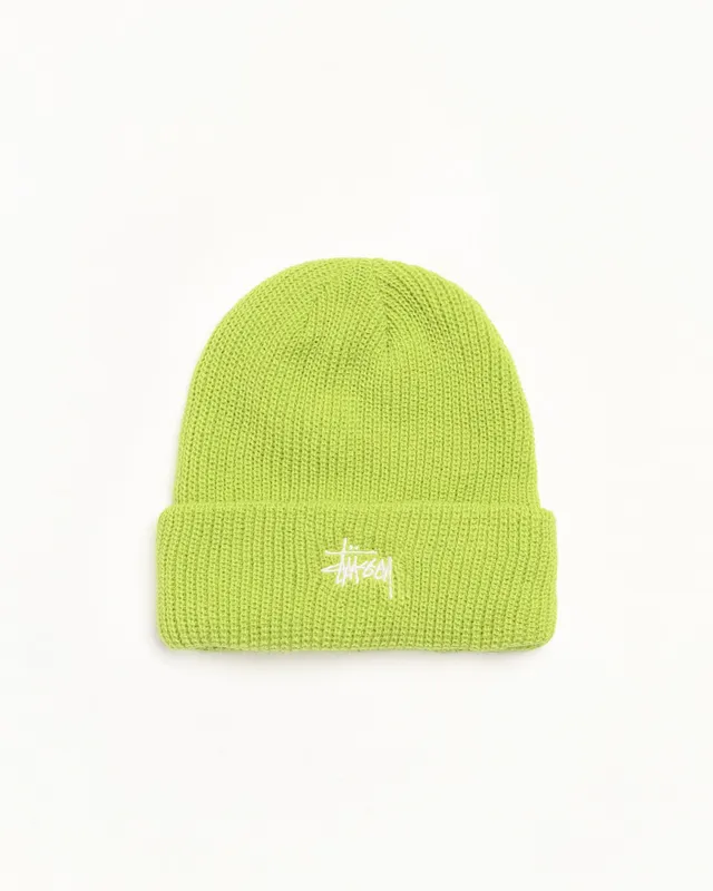 Stussy Basic Cuff Beanie berretto Green Apple acrilico
