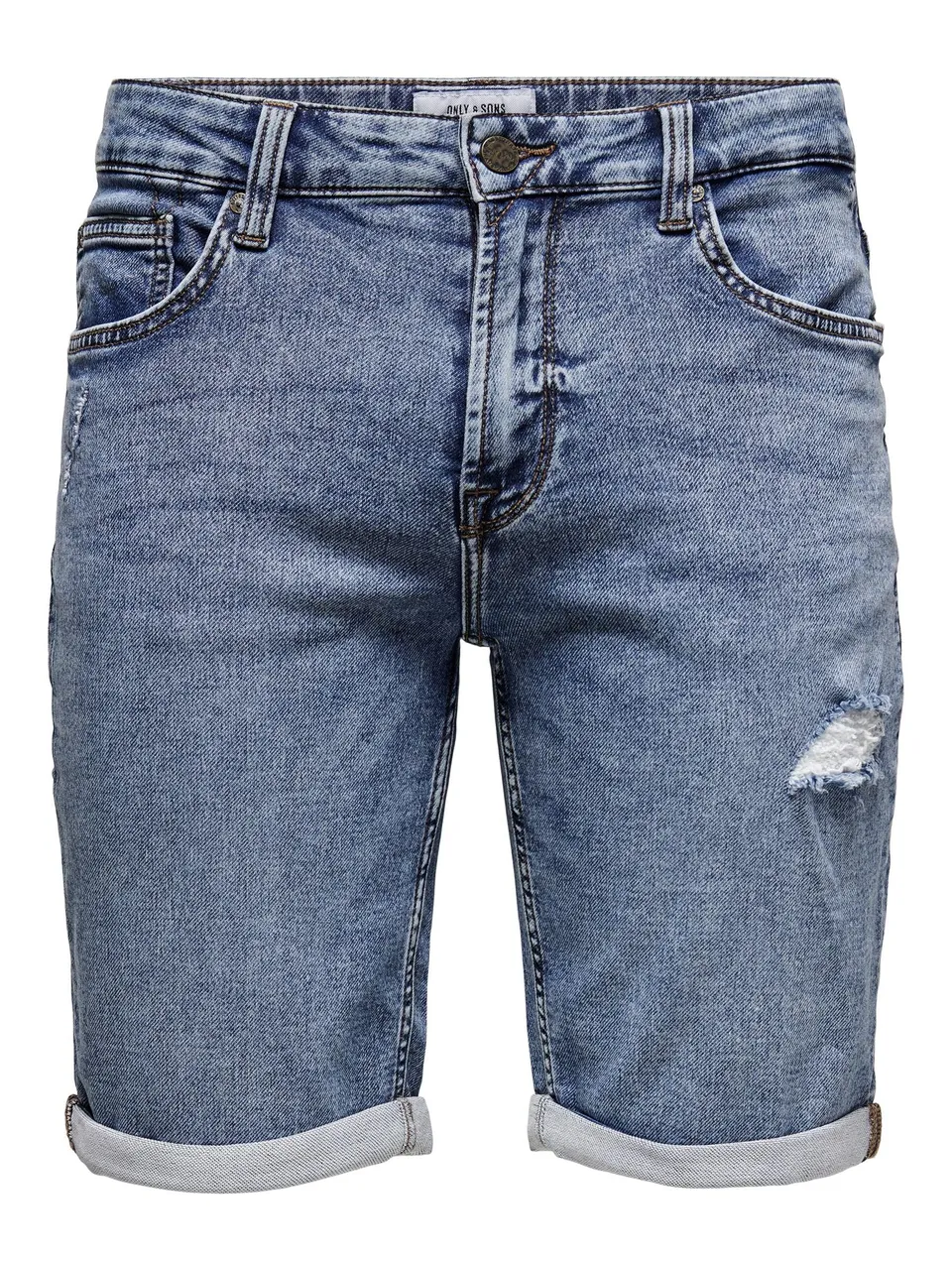 Only & Sons Pantaloncini Jeans Uomo Destroyed Cotone
