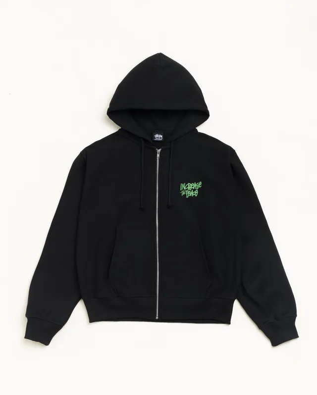 Stussy Peace Increased Zip Hoodie felpa nera cotone