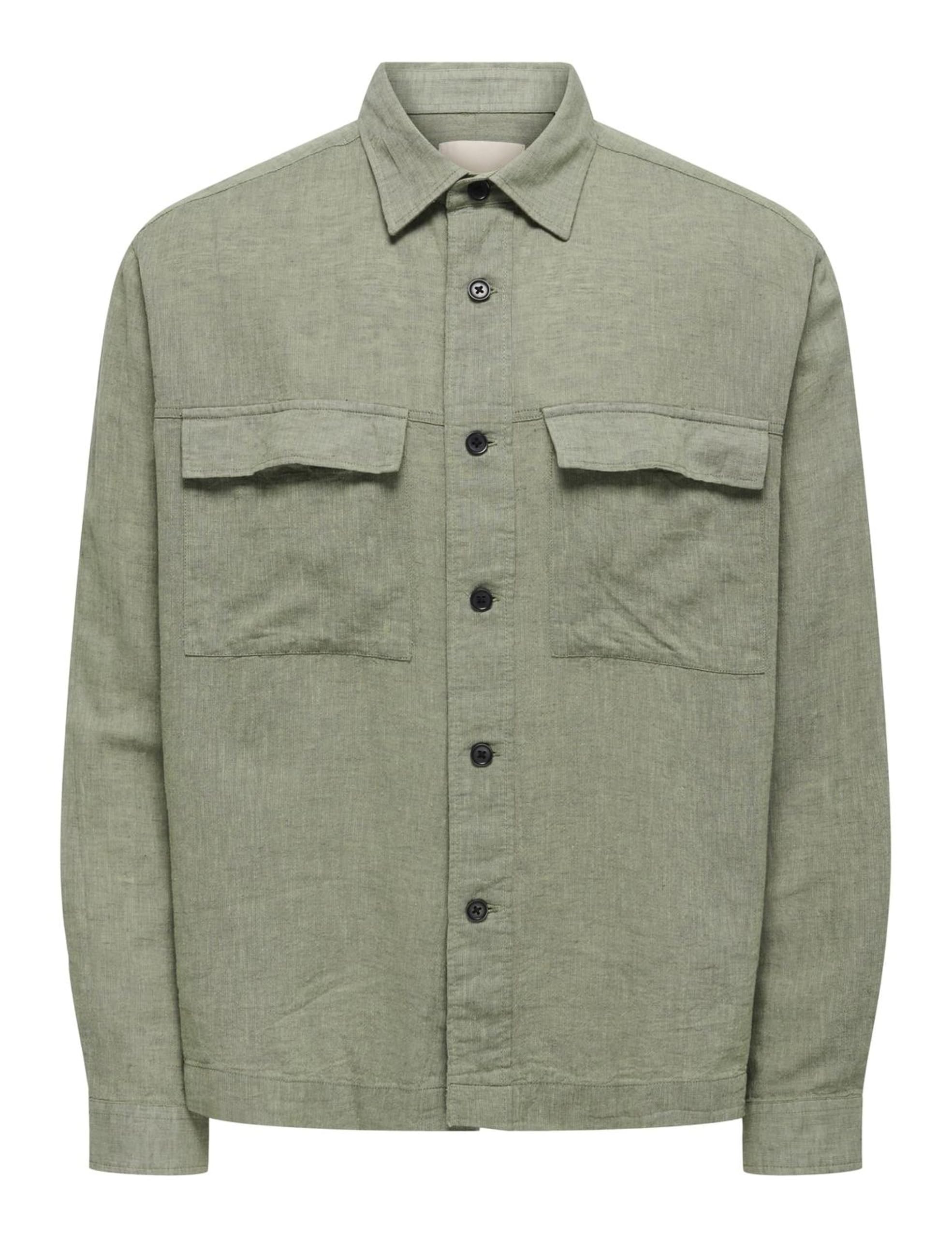 ONLY & SONS Onscaiden Camicia Lino Uomo Nero L Leggera
