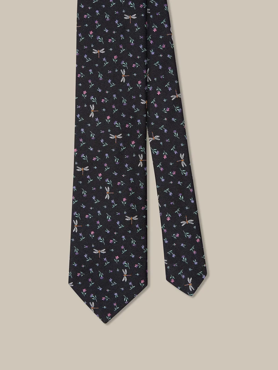 Robert Talbott Dragonfly Cravatta Seta Blu Navy Fiori