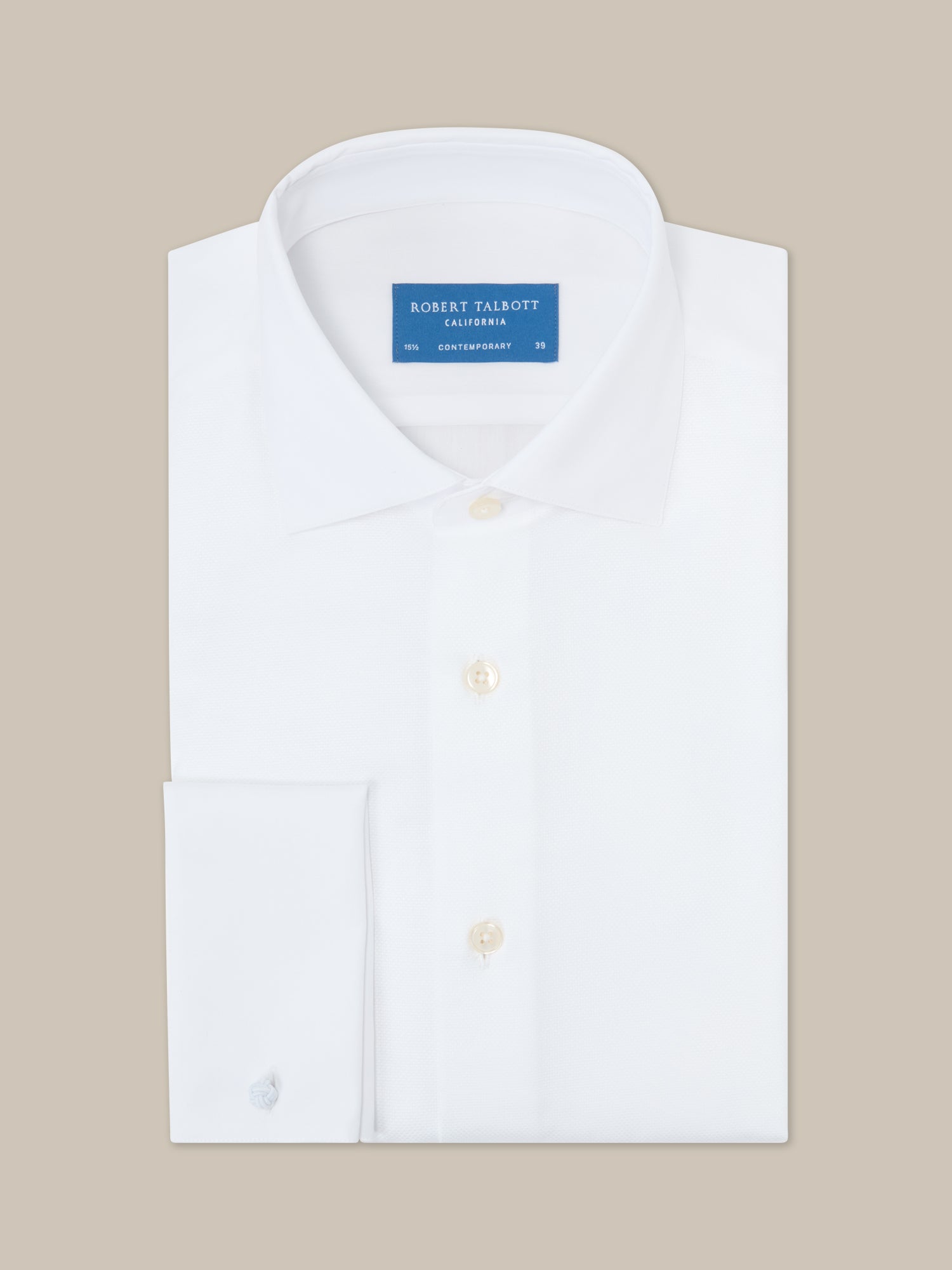 Robert Talbott Reynolds camicia smoking cotone bianca piqué