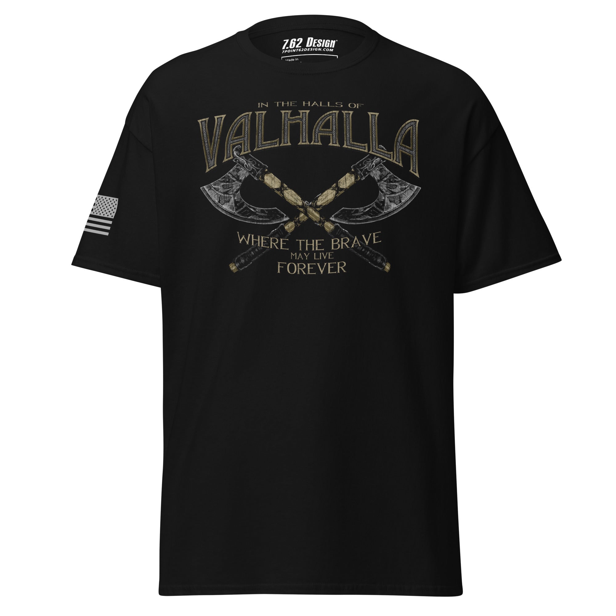 7.62 Design Valhalla Maglietta uomo nera cotone taglie S-5XL