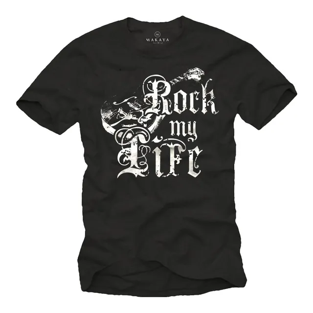 Makaya T-Shirt Uomo Rock My Life Chitarra Cotone