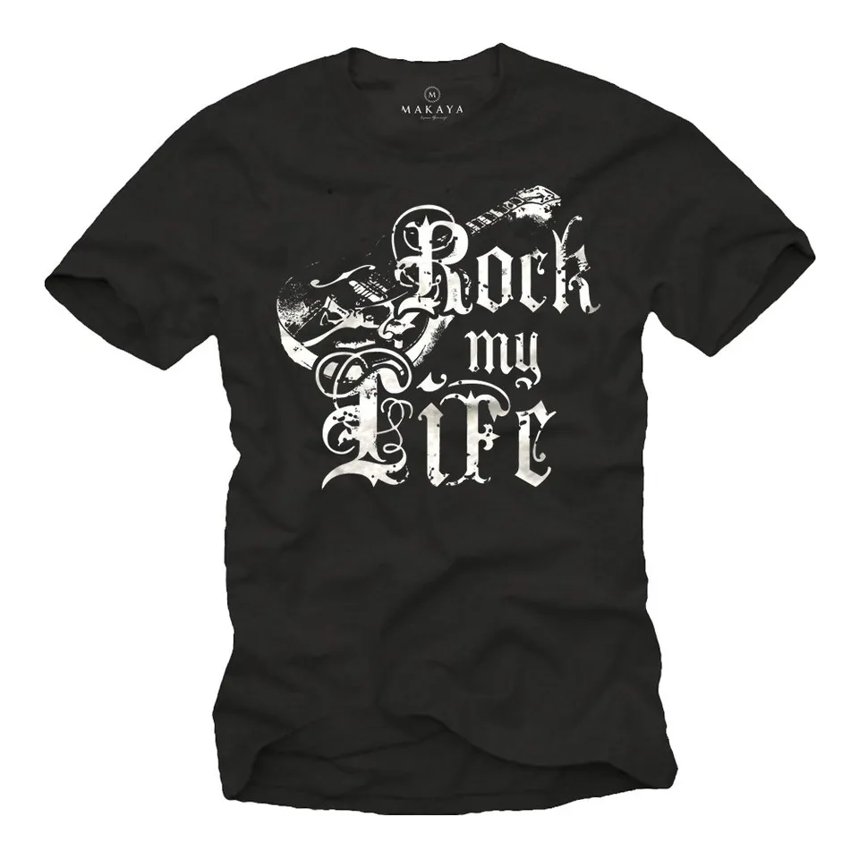 Makaya T-Shirt Uomo Rock My Life Chitarra Cotone