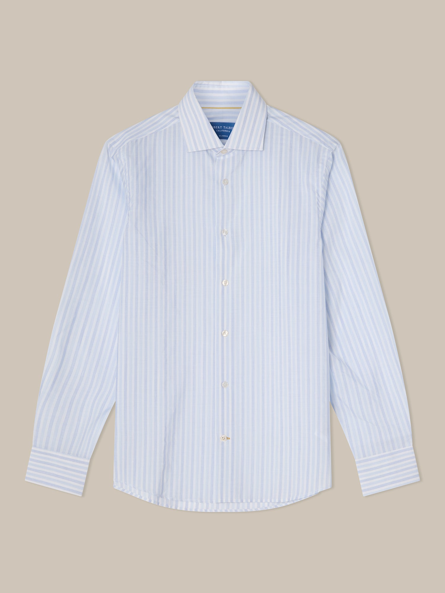 Robert Talbott Reynolds Camicia Uomo Cotone Lino Righe Blu