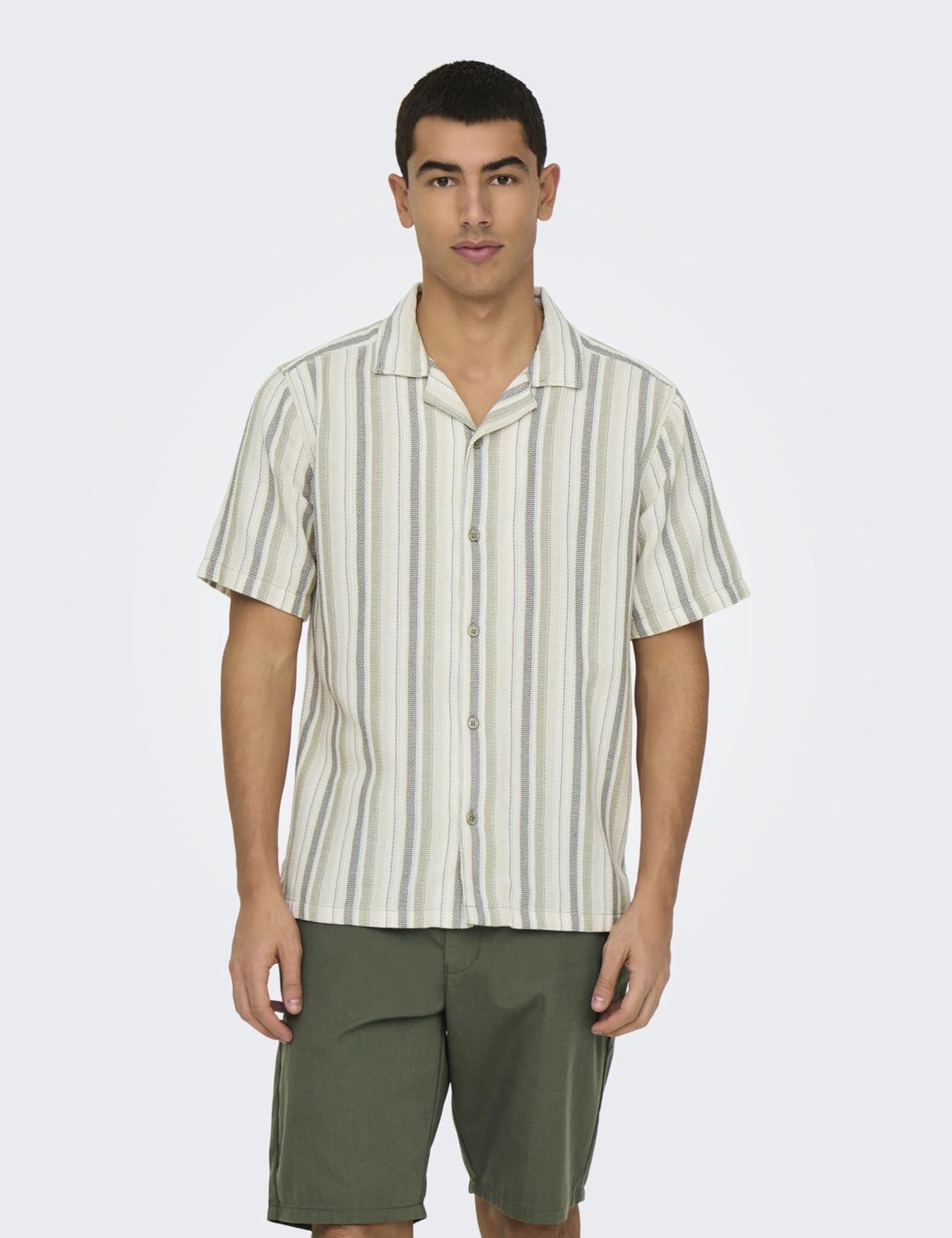 ONLY & SONS Onstrev Life Camicia Righe Maniche Corte S