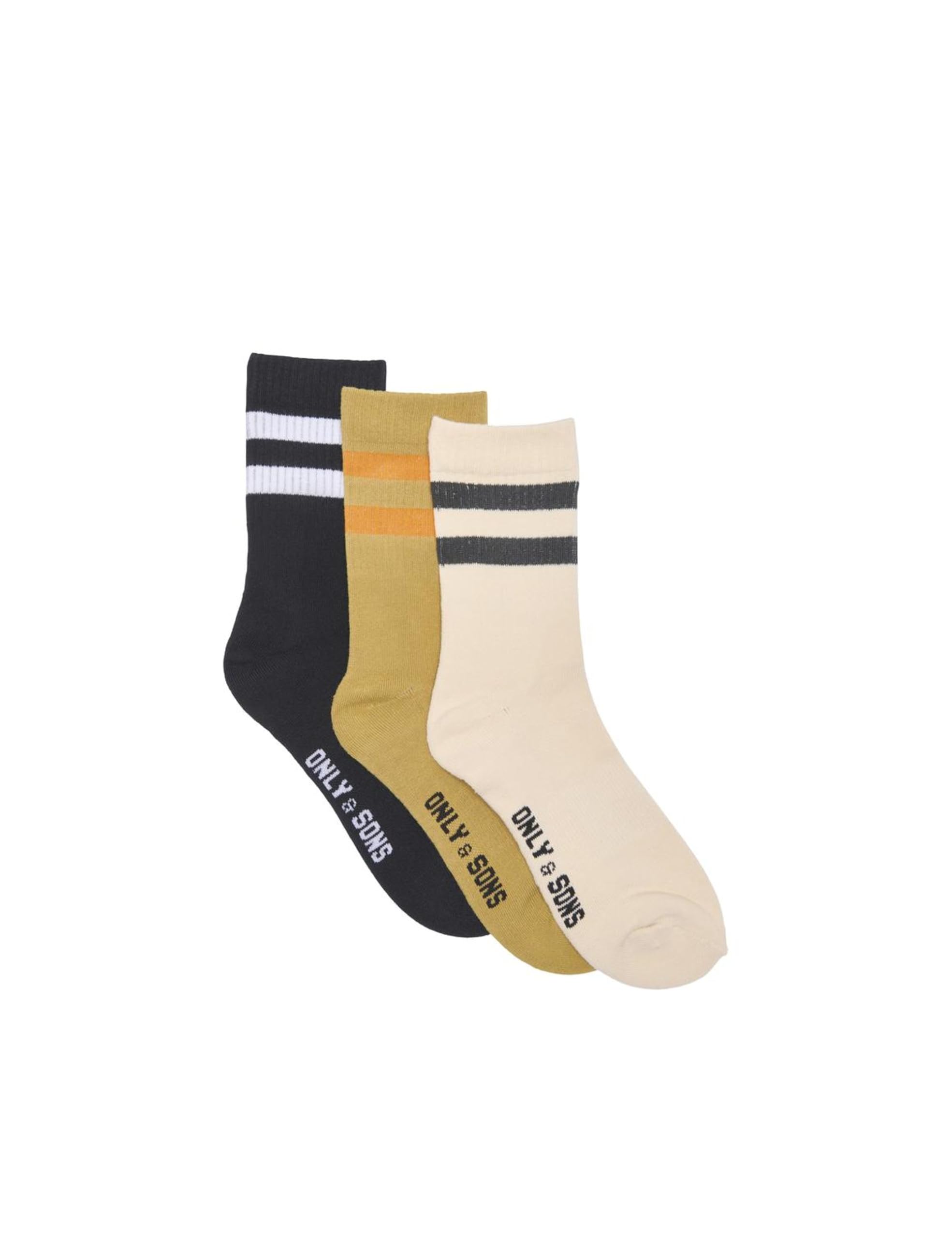 Only & Sons Onsrody Calzini Uomo 43-46 3 pack bianco strisce