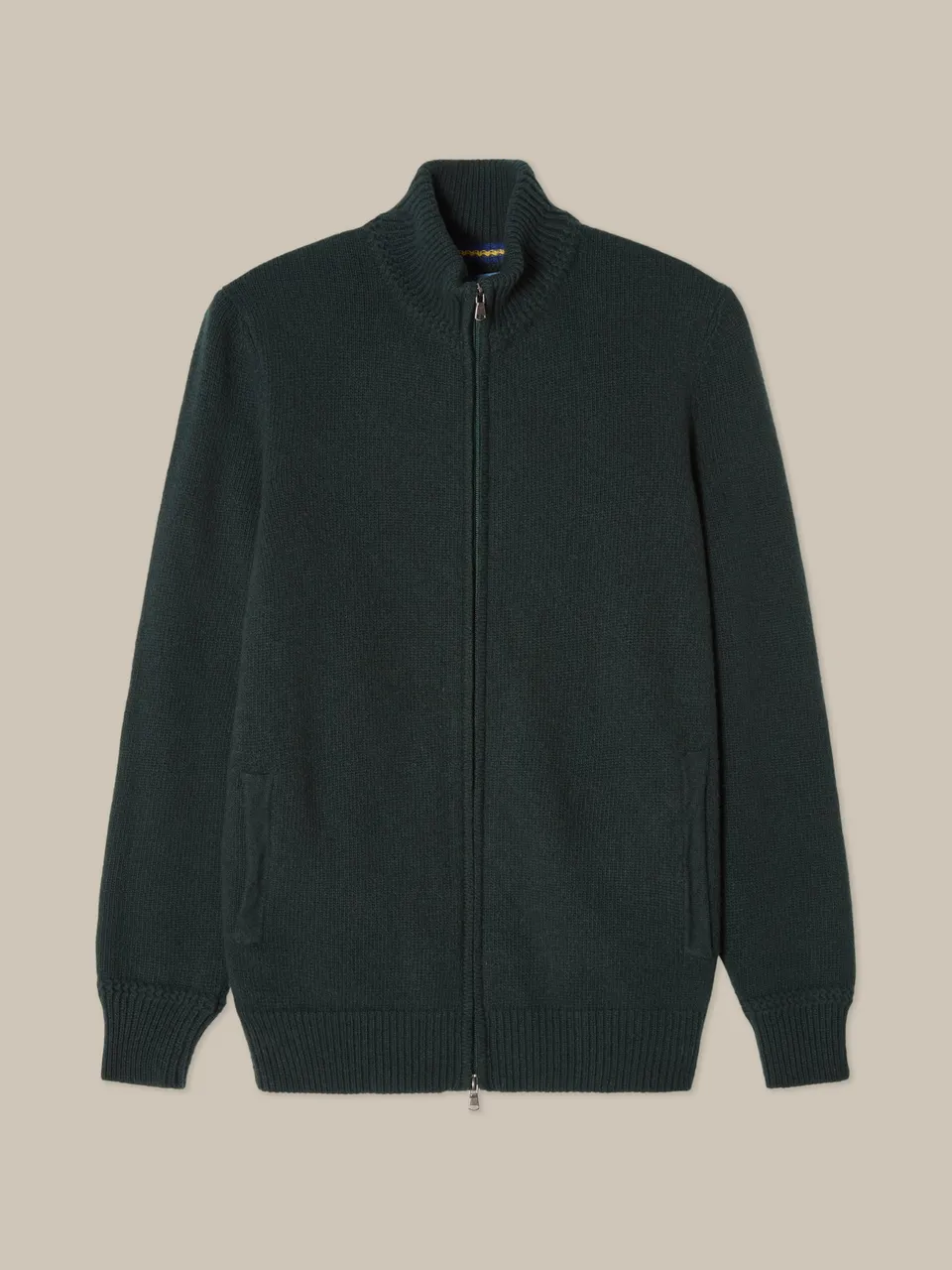 Robert Talbott Graham Maglione Uomo Zip Cashmere Verde