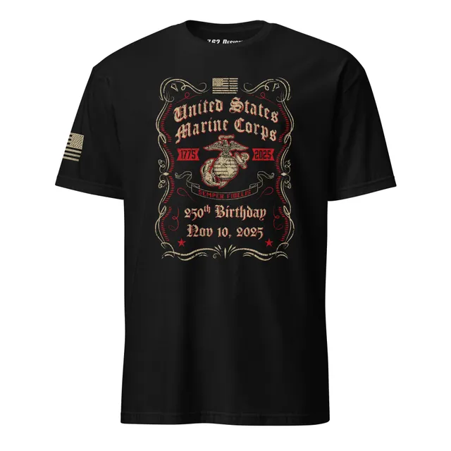 7.62 Design USMC 250th Birthday t-shirt cotone nera