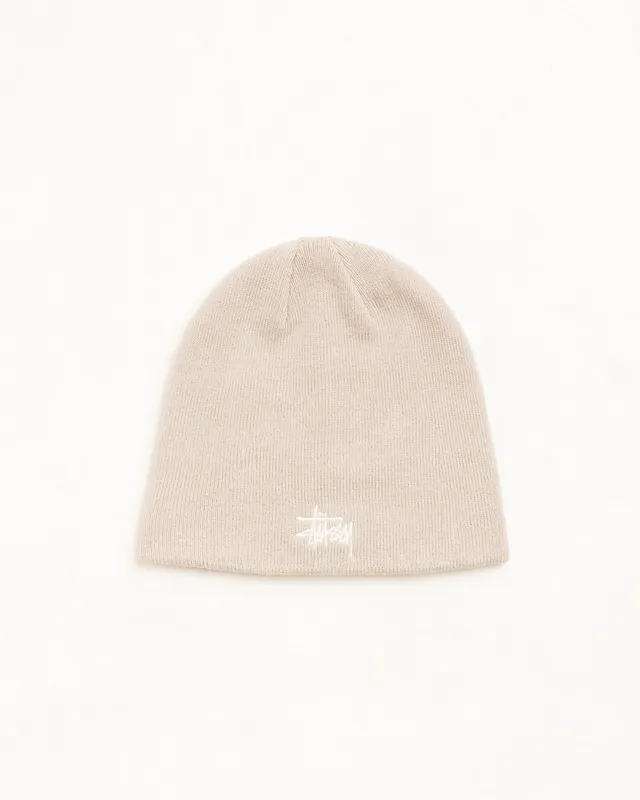 Stussy Basic Skullcap berretto beige maglia fine