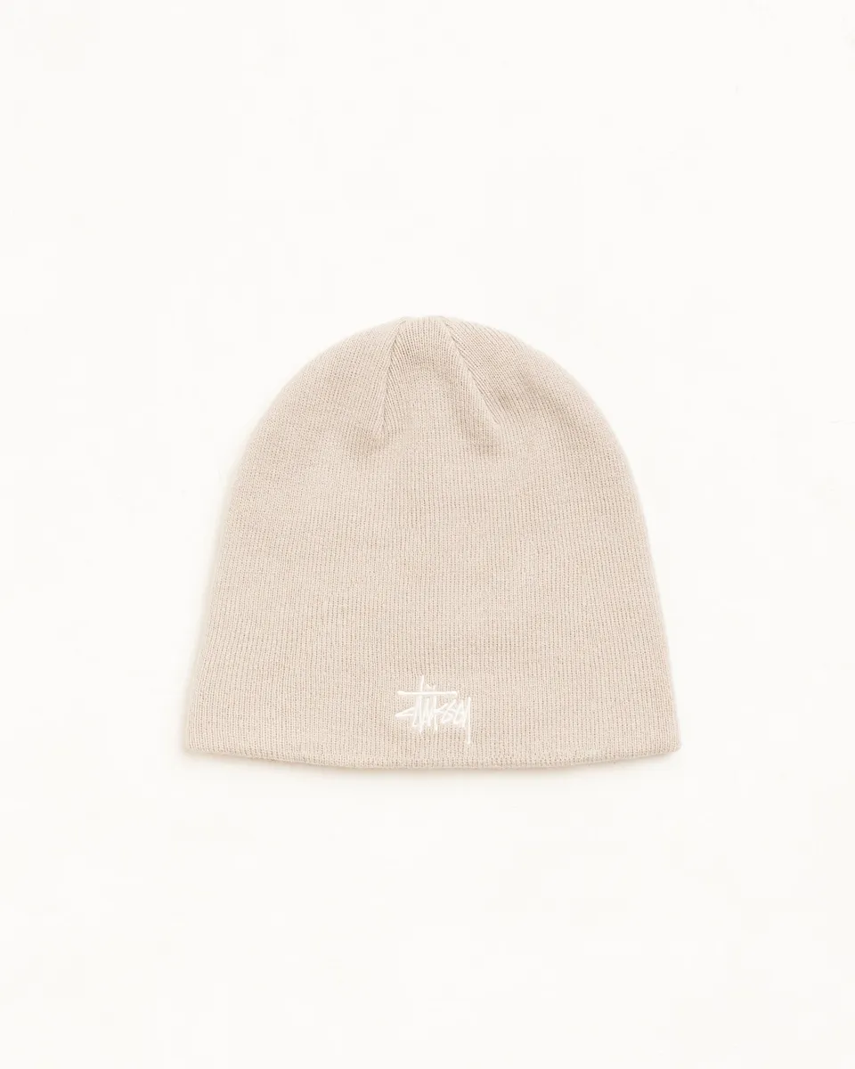 Stussy Basic Skullcap berretto beige maglia fine