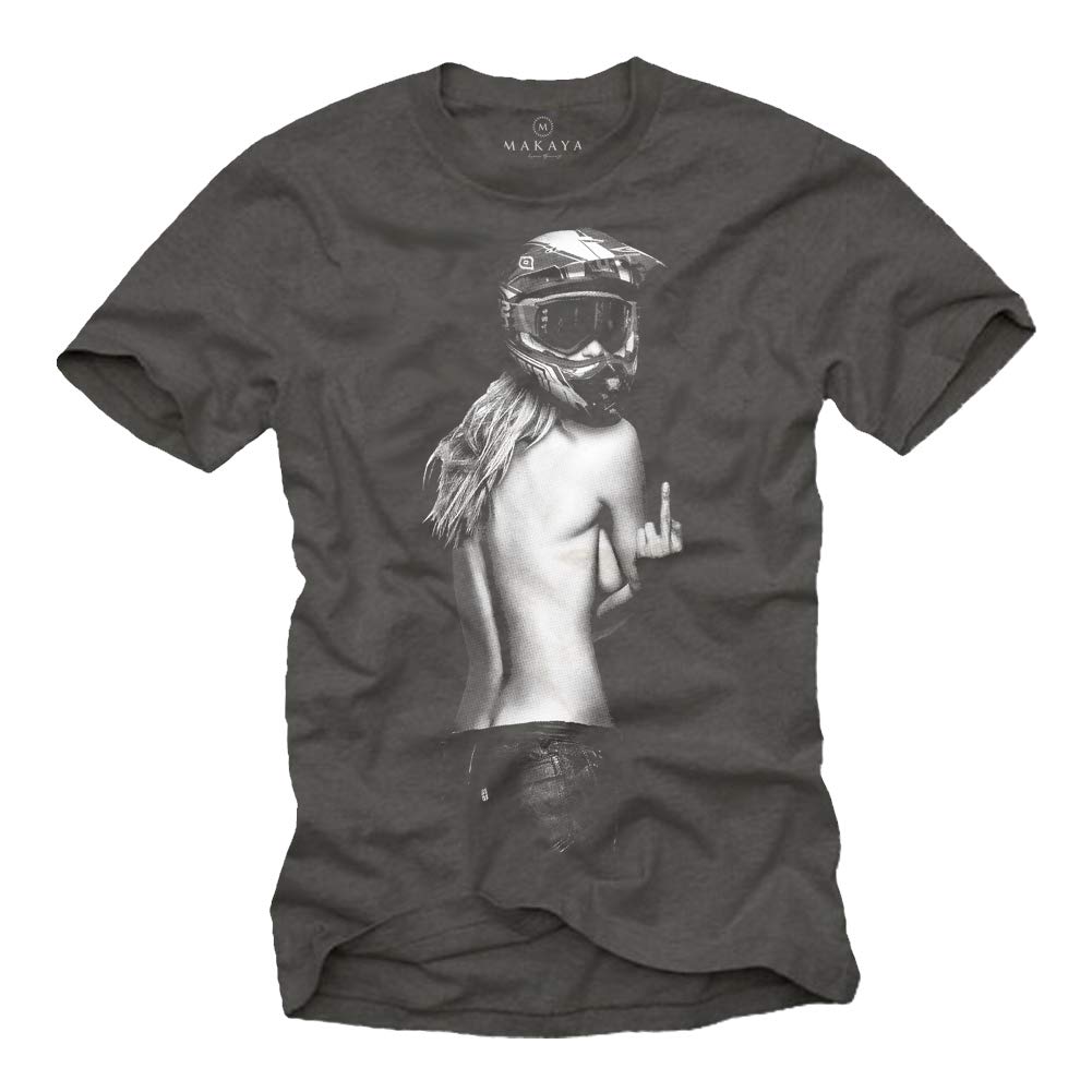 MAKAYA T-Shirt Uomo Casco Motocross Maglietta XL Cotone