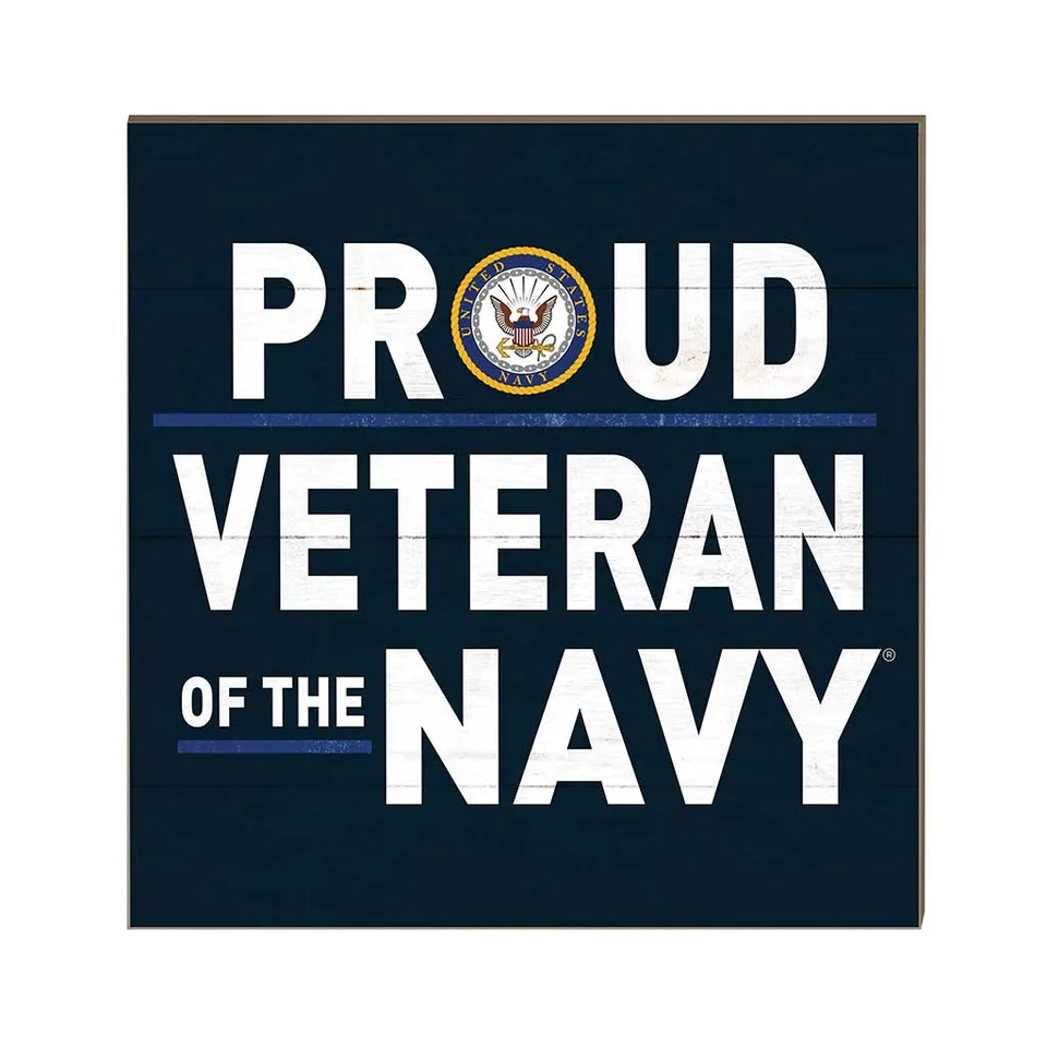 7.62 Design Navy Proud Veteran targa legno 10x10 blu