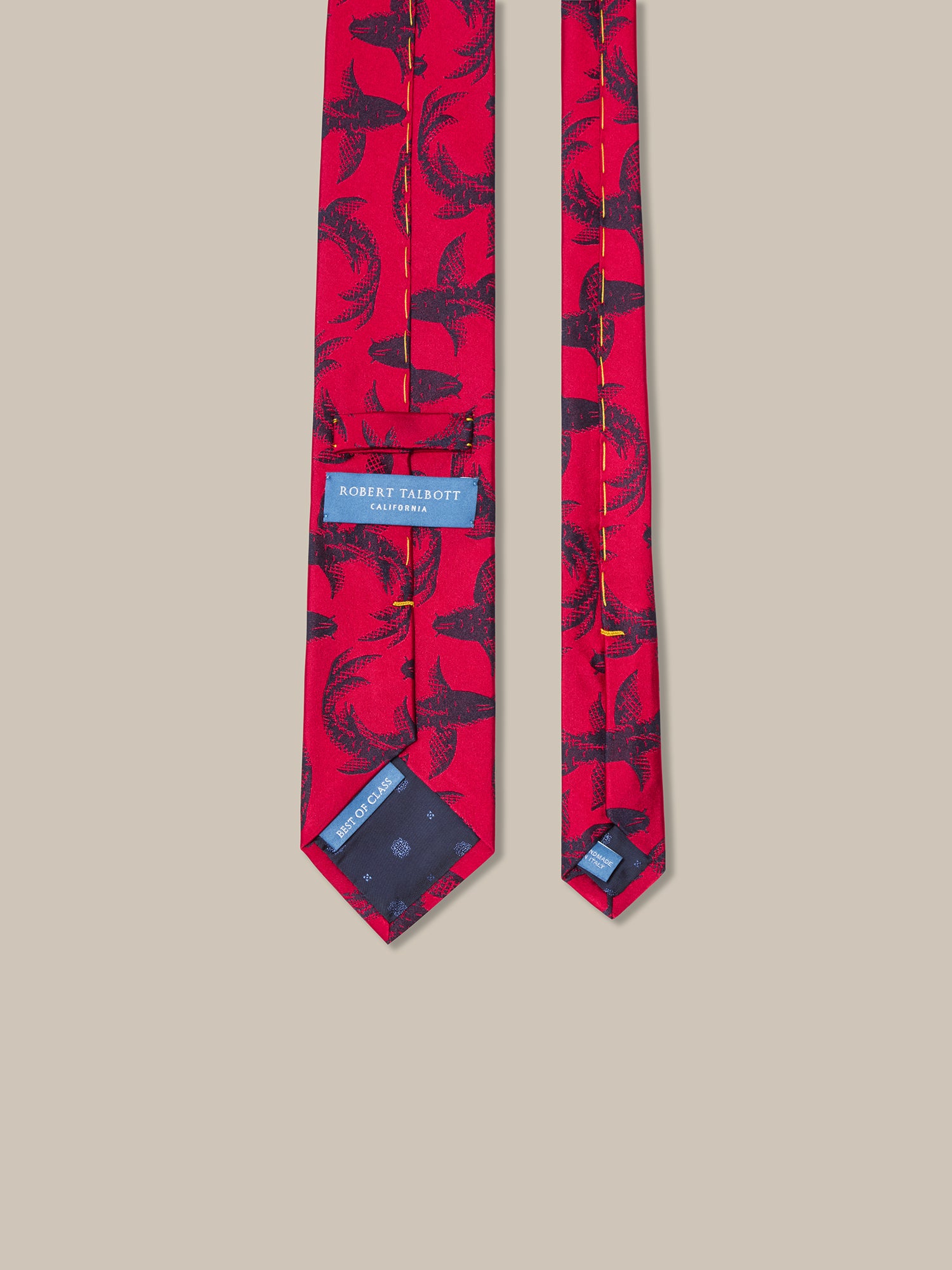 Robert Talbott Koi Fish Cravatta Seta Rossa Jacquard