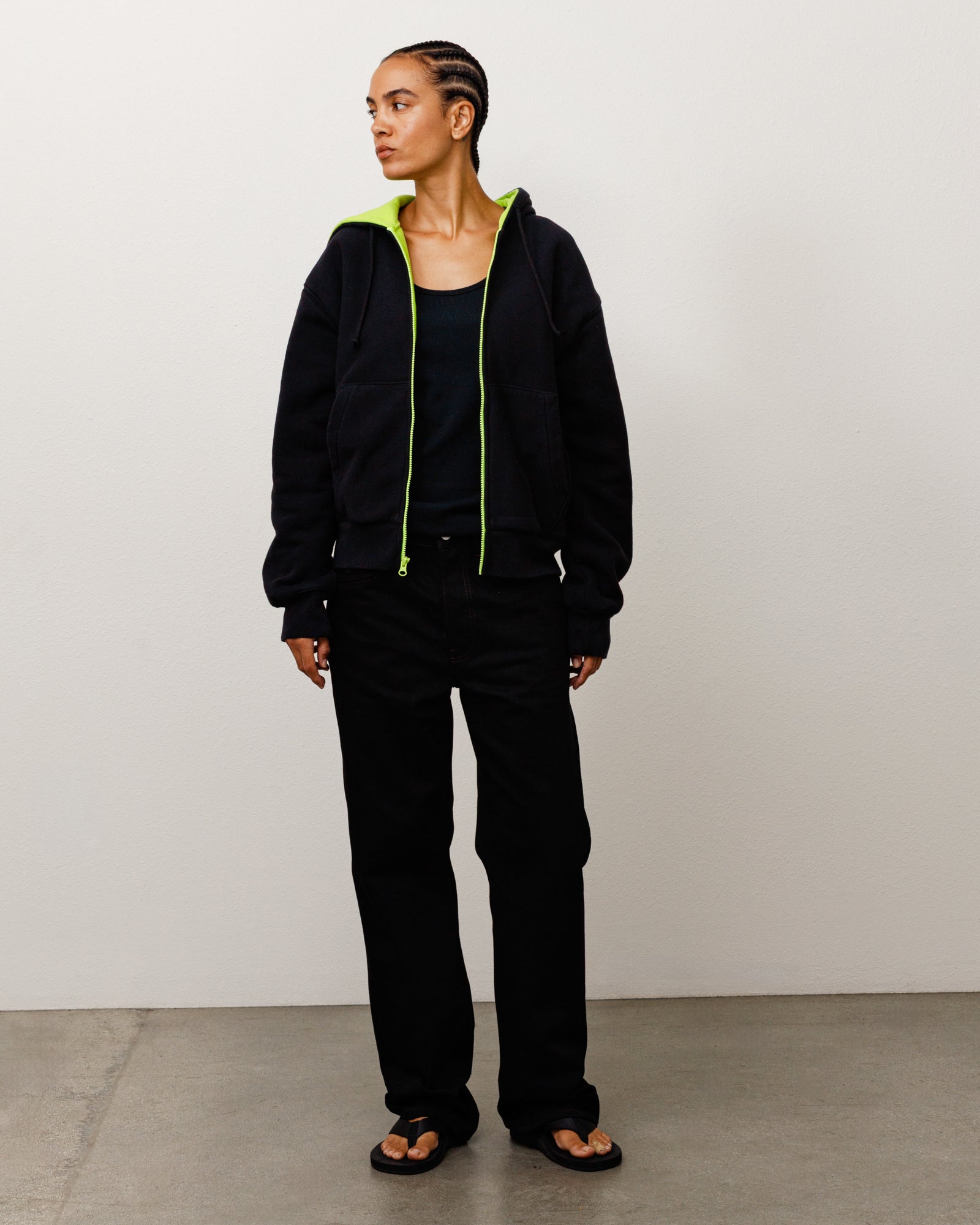Stussy Double Faced Zip Hoodie felpa nera double face 360 gsm