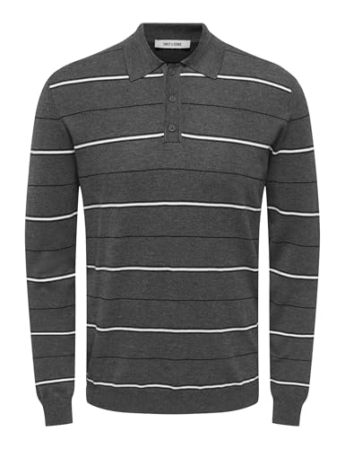 ONLY & SONS Onswyler Polo Uomo Rigata Grigio Scuro