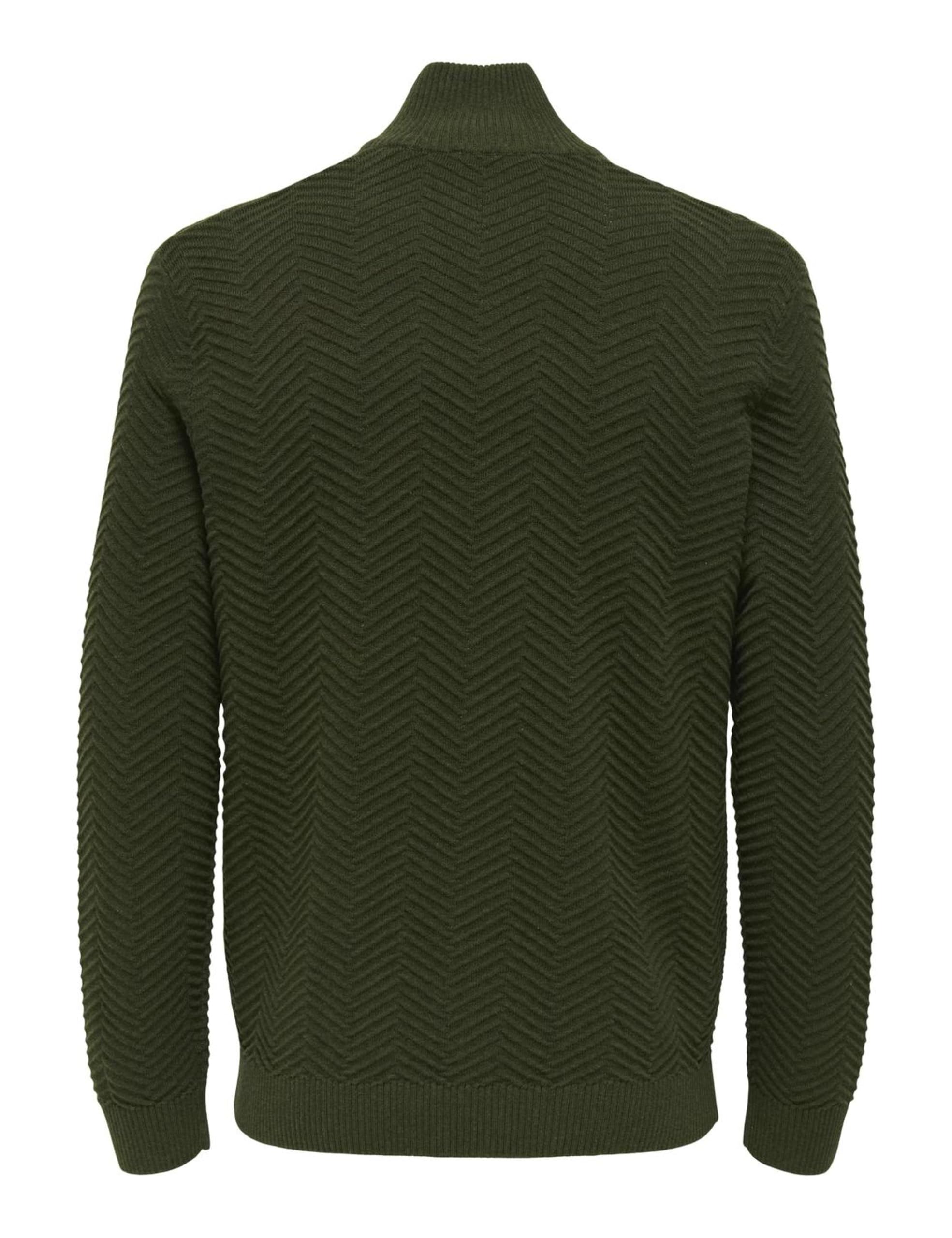Only & Sons Onsmace Mezza Zip Maglione Olive Night