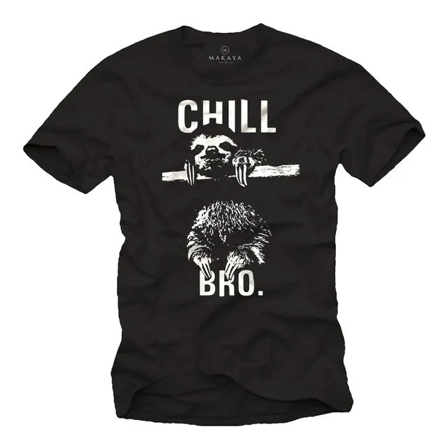 MAKAYA Chill Bro maglietta uomo bradipo cotone