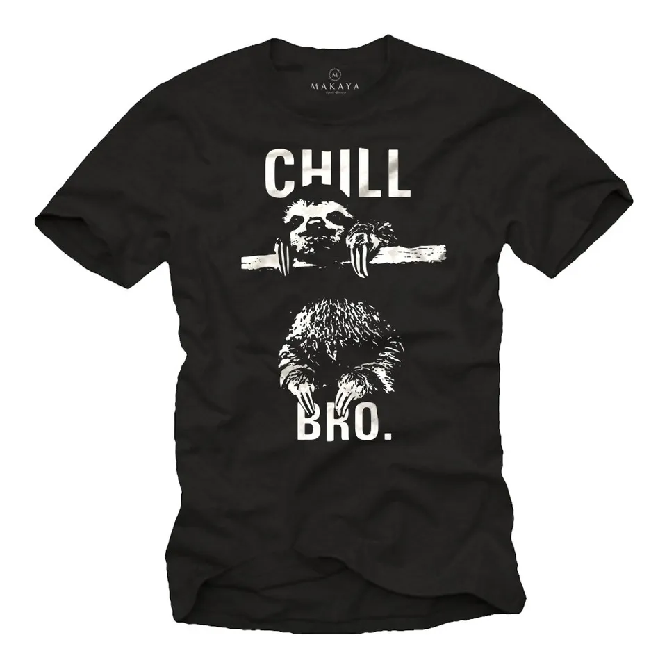 MAKAYA Chill Bro maglietta uomo bradipo cotone