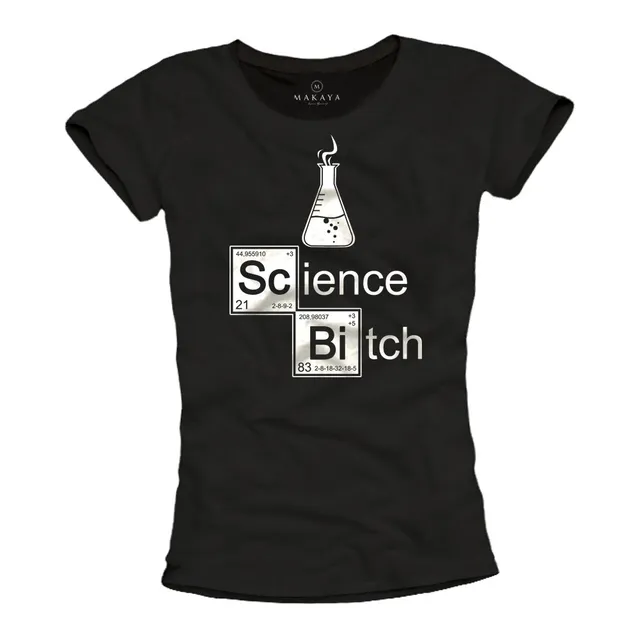 MAKAYA T-Shirt Donna Science Bitch maglietta nera L