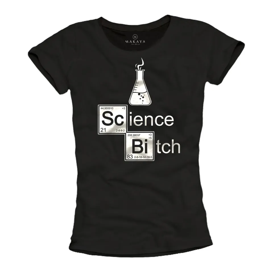 MAKAYA T-Shirt Donna Science Bitch maglietta nera L
