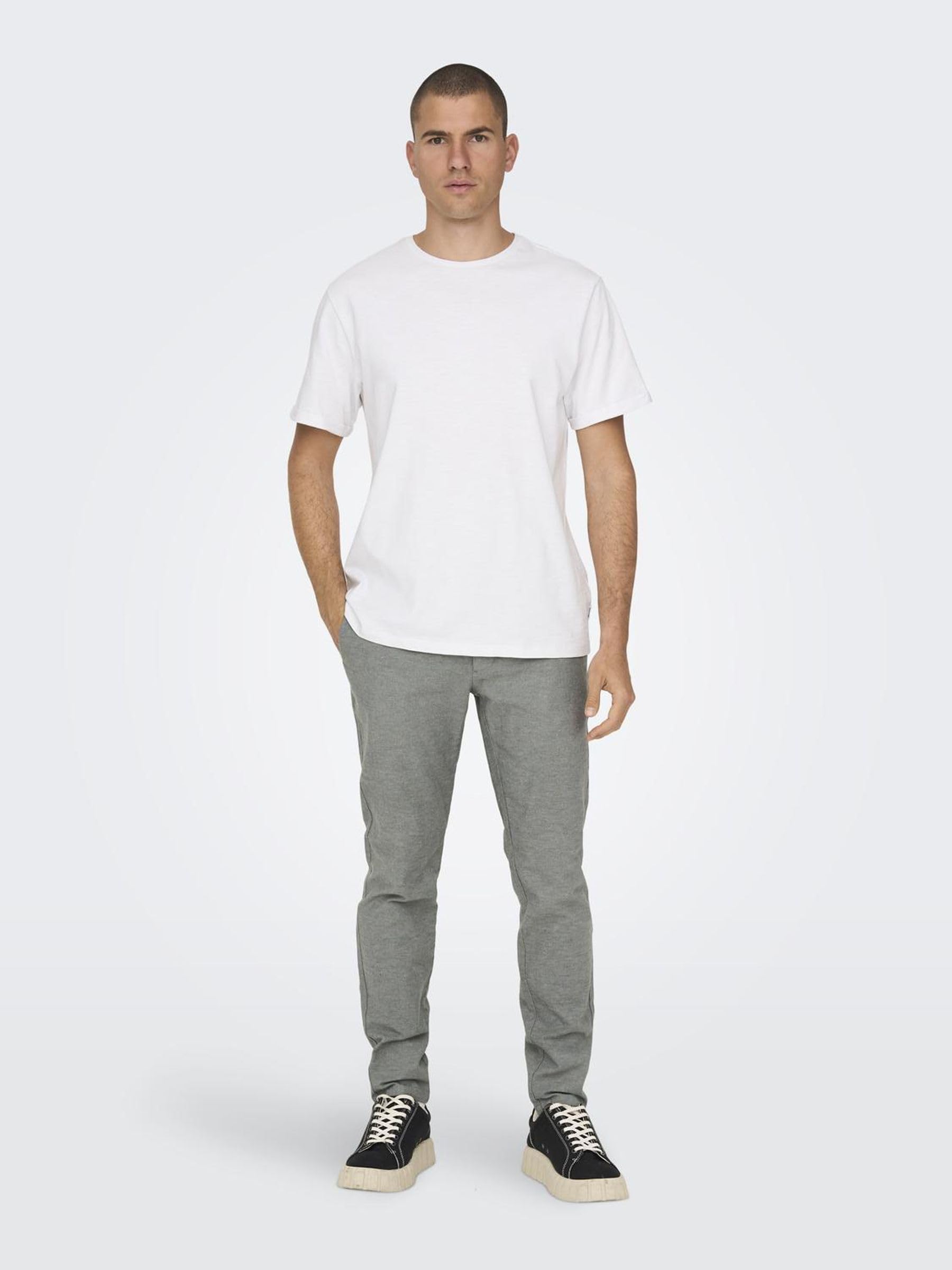 Only & Sons Onsmark pantaloni uomo 36W/32L gessato grigio