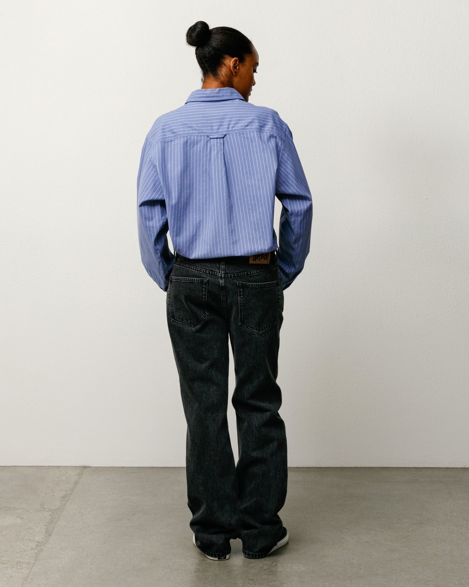 Stussy Oxford Shirt camicia Blue Stripe boxy fit cotone