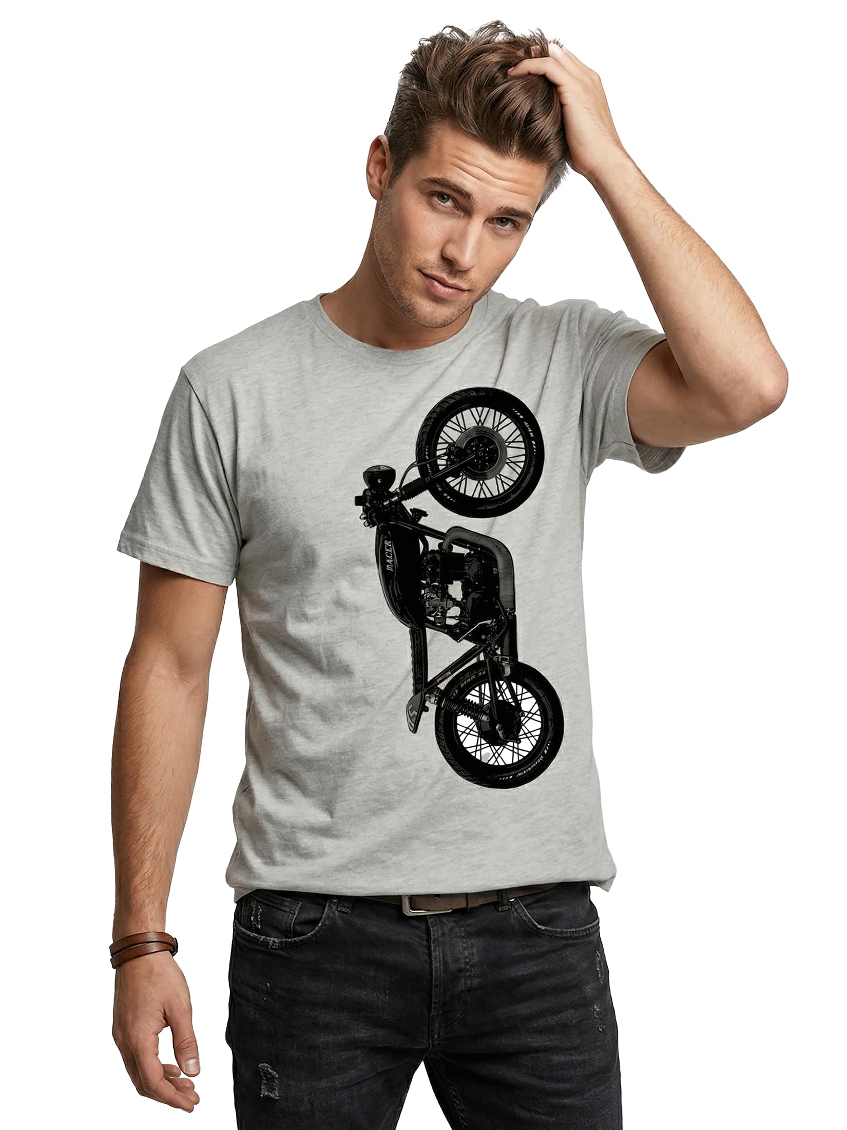 MAKAYA CB 500 T-Shirt Uomo Grigia Cotone Vintage