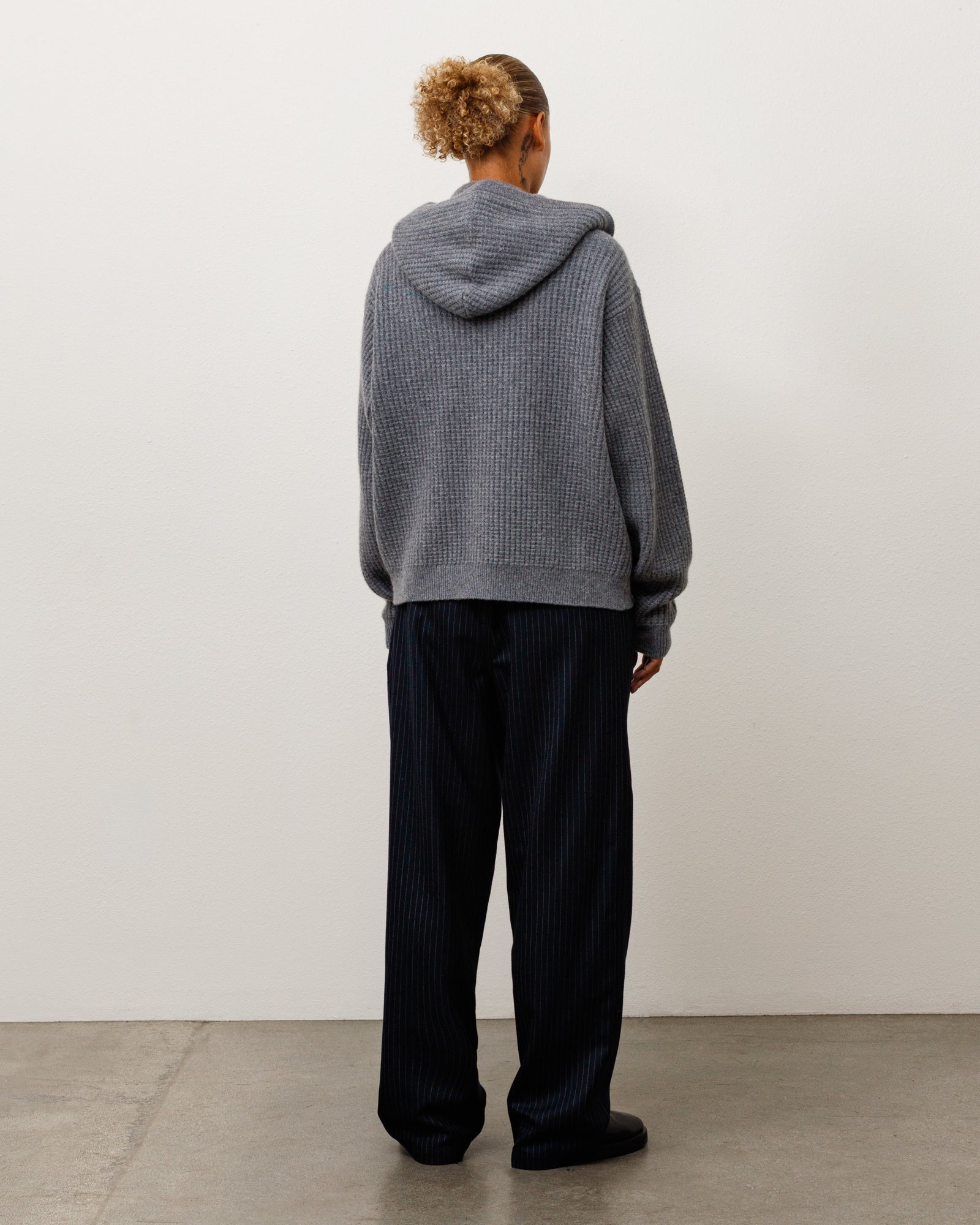 Stussy Waffle Cashmere Zip Hood maglione carbone