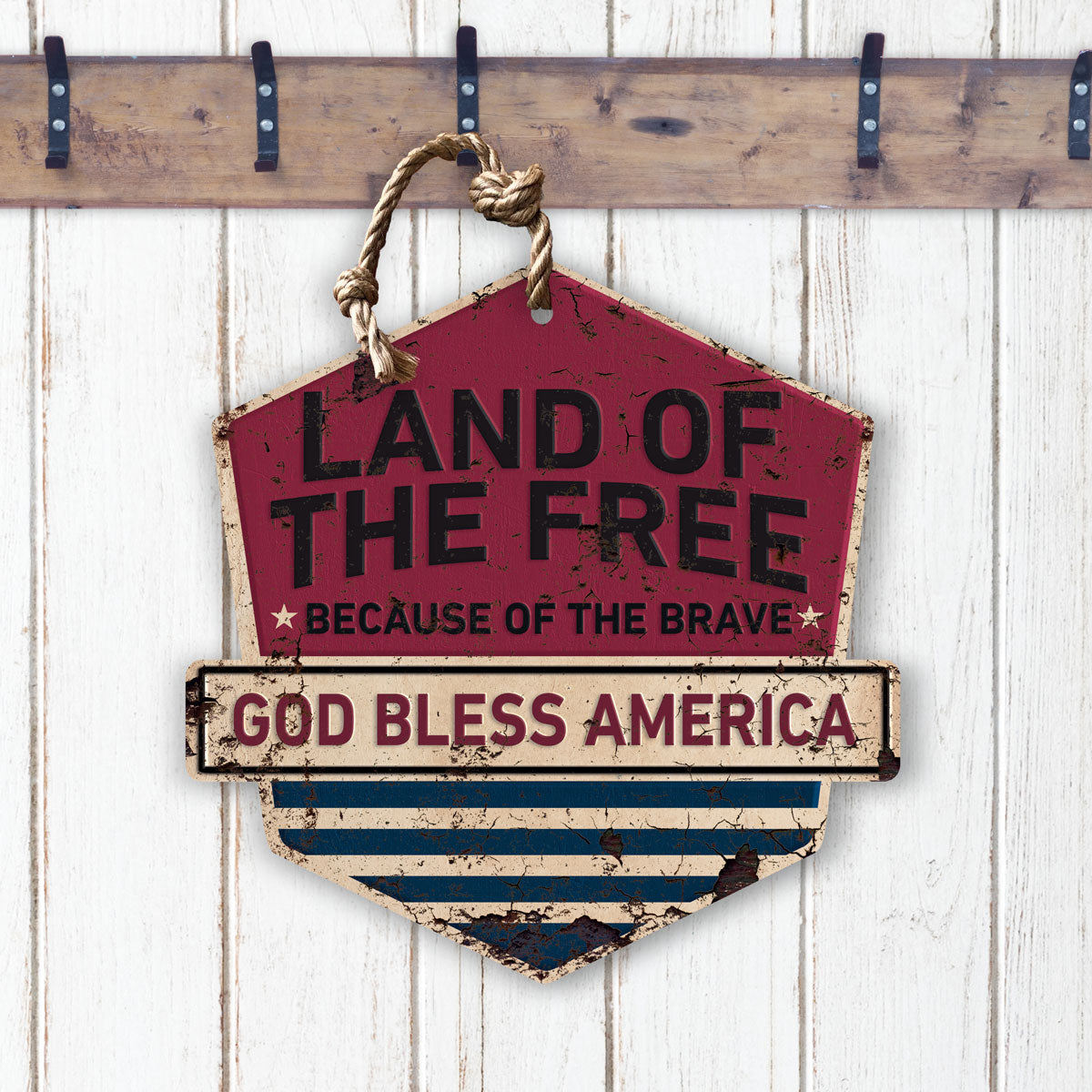 7.62 Design Land of the Free insegna legno 51x51 cm badge