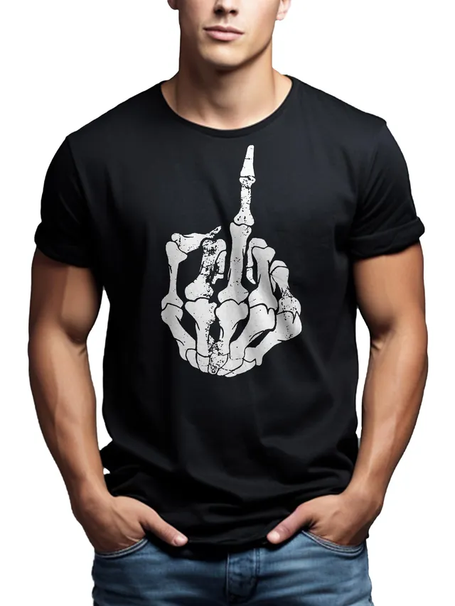 MAKAYA Hard Rock T-Shirt Uomo Nera Teschio M 185 g/m²
