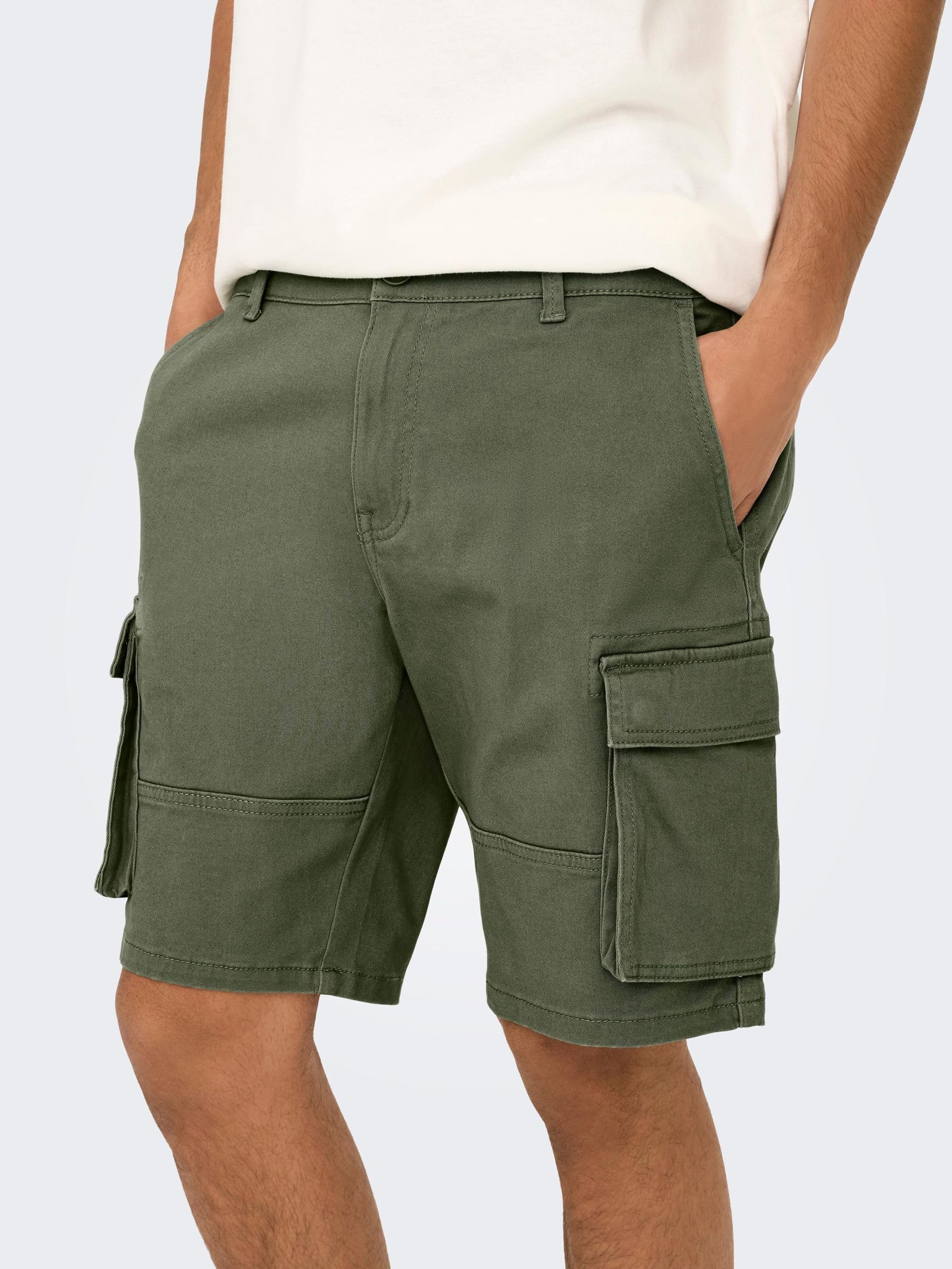 Only & Sons Cargo Pantaloncini Uomo S Verde Tasche