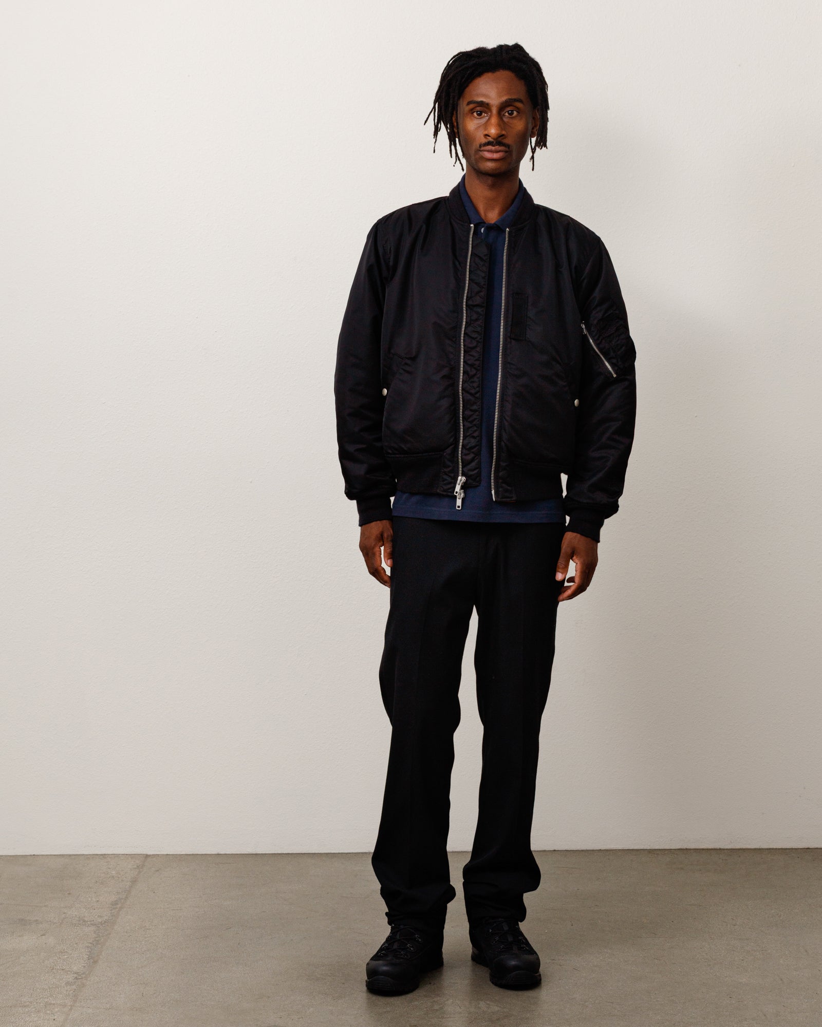 Stussy MA-1 Bomber Giubbotto Nero Nylon Imbottito
