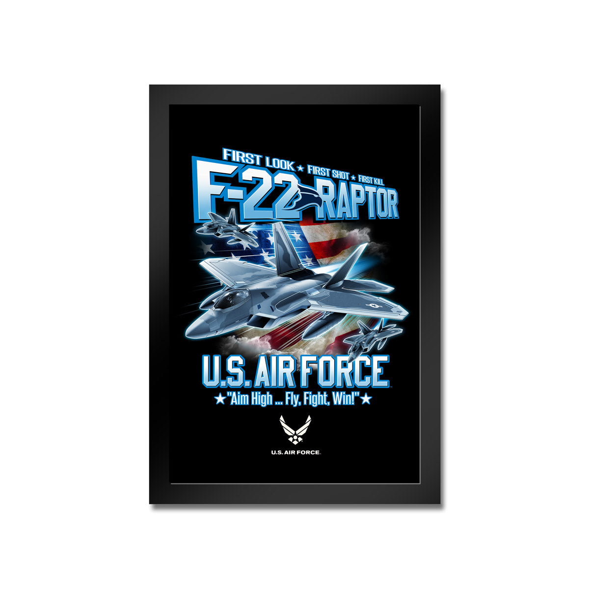 7.62 Design F-22 Raptor stampa incorniciata 14x20 US Air Force