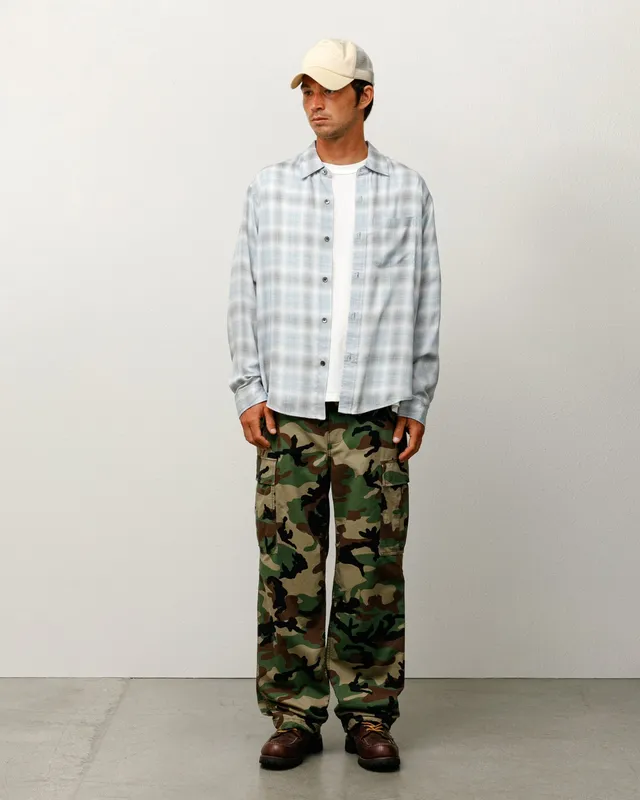 Stussy Matthew Printed camicia Light Blue Tencel