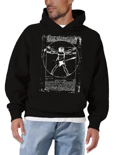 MAKAYA Felpa con Cappuccio Uomo Chitarra Rock Taglia L