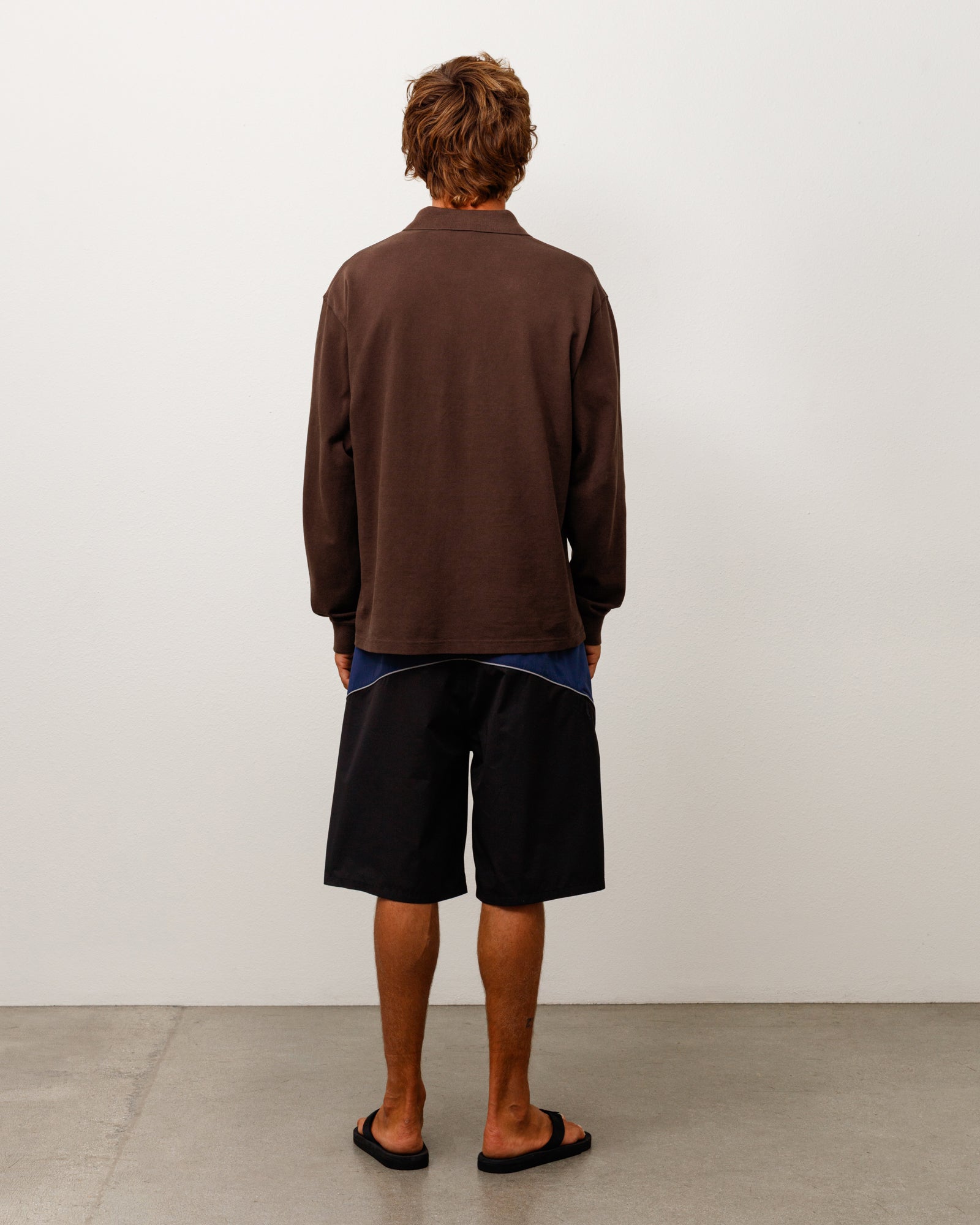 Stussy Classic Pique LS Polo manica lunga marrone cotone